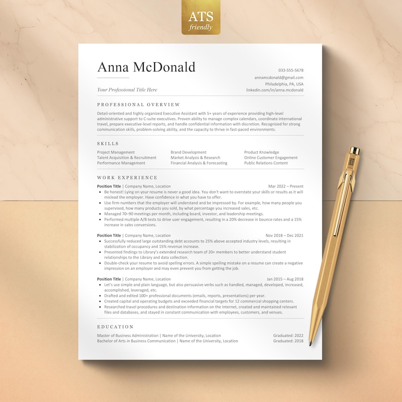 Modern Resume Template - Etsy