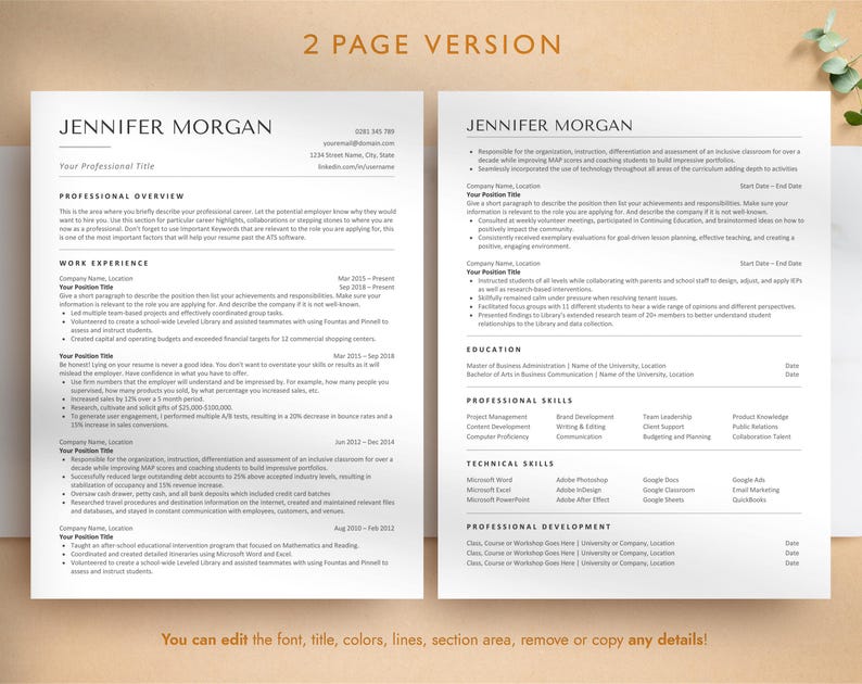 ATS Resume Template for Google Docs, Word, Pages, ATS Friendly Resume, ATS Compatible Resume Template, 2026 Resume Template image 3