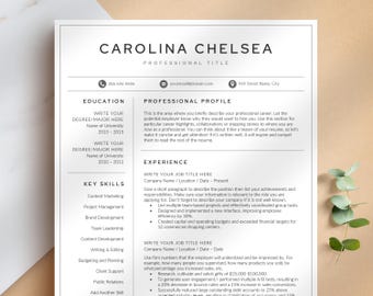 Professional Resume Template for Word, Pages, Google Docs + Business Card, Minimalist Resume, Instant Download