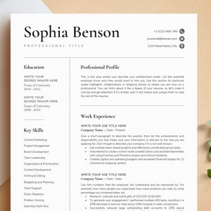 Professional Resume Template for Word, Pages, Google Docs + Business Card | Simple Resume, MInimalist Resume, Modern Resume CV Template