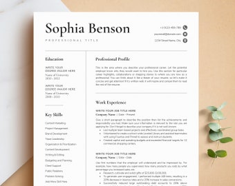 Professional Resume Template for Word, Pages, Google Docs + Business Card | Simple Resume, MInimalist Resume, Modern Resume CV Template