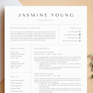 Creative Resume CV Template for Word, Pages, Google Docs + Business Card | Engineer Resume, Clear Structure Resume CV Template
