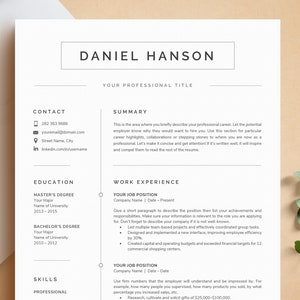 Professional Resume Template for Word & Apple Pages | Minimal Resume Template, Modern Resume CV + Cover Letter, References, Extra Icon Pack