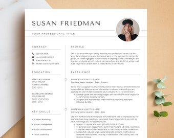 1, 2, 3 Page Resume Template with photo, Professional Resume Template for Microsoft Word + Extra Icon Pack | Headshot Resume + Business Card