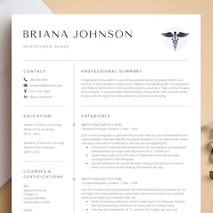 Registered Nurse Resume for Word & Mac Pages, New Grad Nurse Resume Template, Doctor Resume, Medical Resume Template, Student Nurse Resume