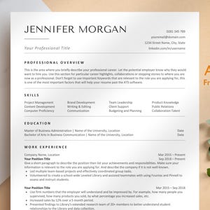 ATS Resume Template for Google Docs, Word, Pages, ATS Friendly Resume, ATS Compatible Resume Template, 2026 Resume Template