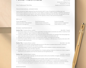 ATS Friendly Resume Template Word, Pages, Google Docs | Modern Clean, Easy to edit, Instant Download | Professional ATS Resume CV Template