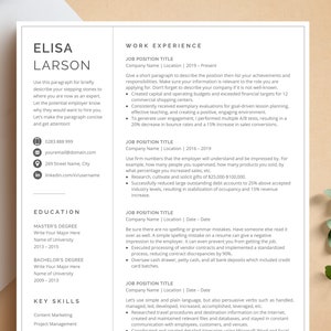 Professional Resume Template for Google Docs, Word & Pages, Resume Template with focus on Work Experience | CEO Resume, 2024 CV Template