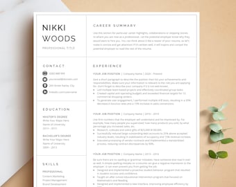 Resume Template with focus on Work Experience | Resume Template for Google Docs, Word & Pages | CEO Resume, Manager Resume