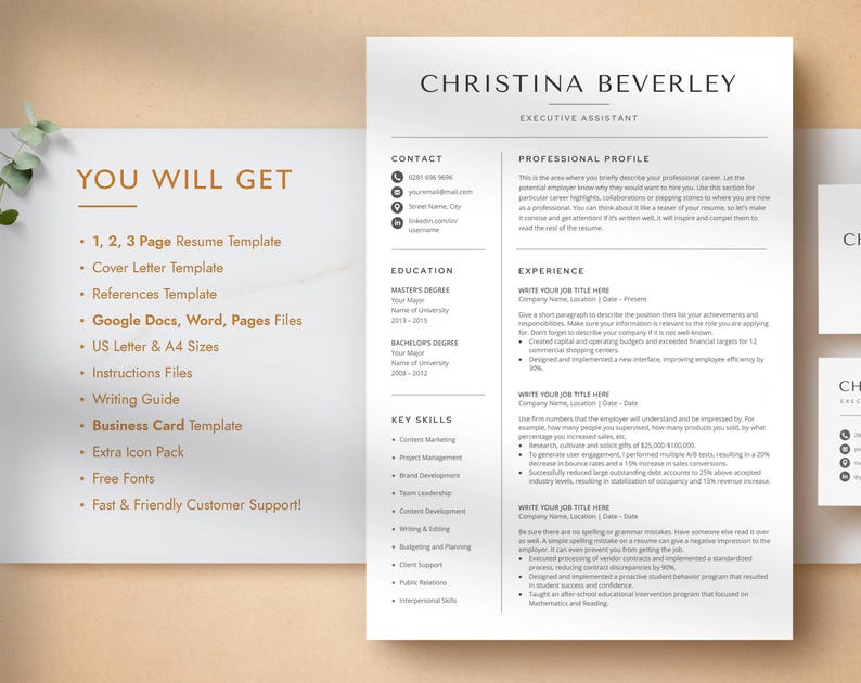 Modern Resume Template for Google Docs, Word & Pages, Business CV ...