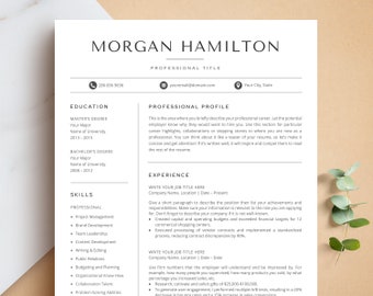 Modern Resume Template for Word & Pages, Professional Resume, Executive Resume, Minimalist Resume, Elegant Resume CV, Resume Cover Letter