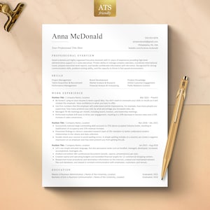 ATS Friendly Resume Template Word, Pages, Google Docs | Modern Clean, Easy to edit, Instant Download | Professional ATS Resume CV Template