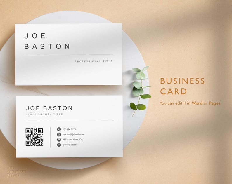 Professional Resume Template for Word, Pages, Google Docs + Business Card | Simple Resume CV Template, Basic Resume Pack, Standard Resume image 8