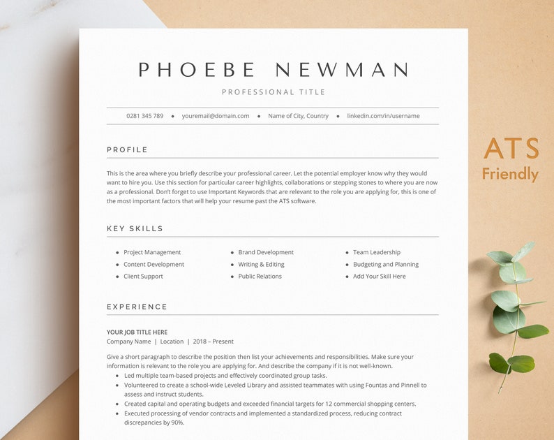 Ats Resume Template Ats Friendly - Il 794xN.4166156723 Vnsz 