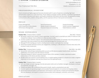 ATS Friendly Resume Template Word, Pages, Google Docs | Modern Clean, Easy to edit, Instant Download | Professional ATS Resume CV Template