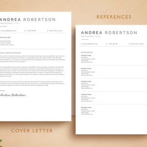 May include: A black and white cover letter and references page for a job application. The cover letter includes a section titled "Dear Hiring Manager." The references page includes a section titled "References".
