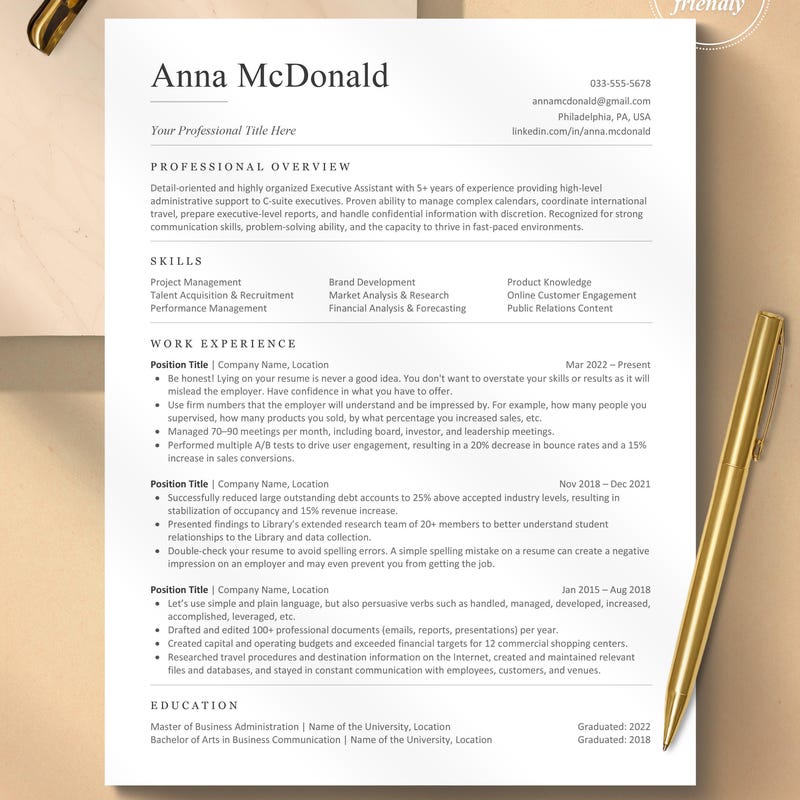 Ats Resume Templates 2026 - Etsy