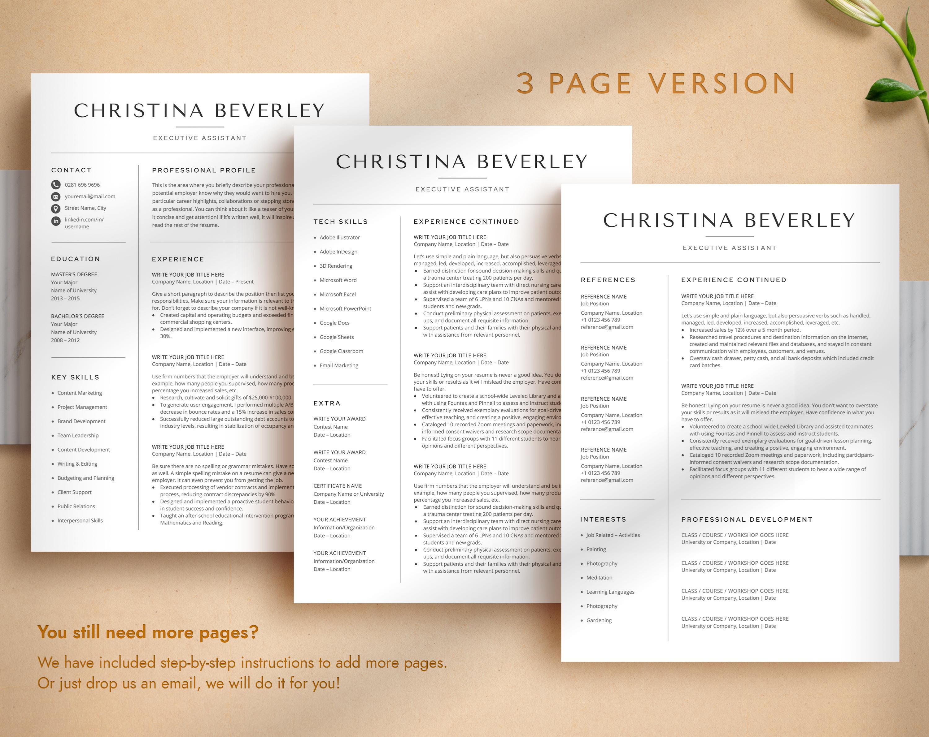 Modern Resume Template for Google Docs, Word & Pages, Business CV ...
