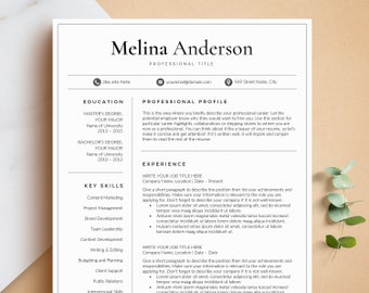 Modèle de CV professionnel pour Word, pages et documents Google | CV + lettre de motivation + références | Modèle de CV simple, téléchargement immédiat