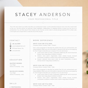 1-3 Page Resume Template, Professional Resume Template for Word, Pages, Google Docs | Clean CV Template, Google Docs Resume, Simple Resume