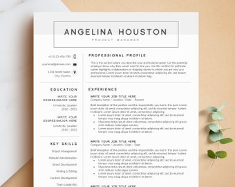 Professional Resume Template for Word, Pages, Google Docs | Modern Resume CV Template | 5 Pages Pack | Instant Download Resume