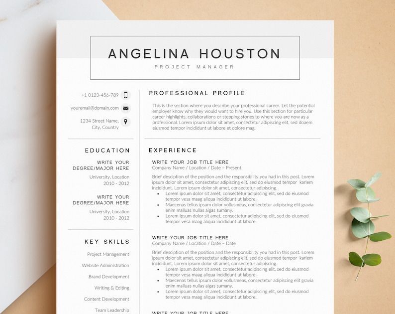 Professional Resume Template for Word, Pages, Google Docs | Modern ...