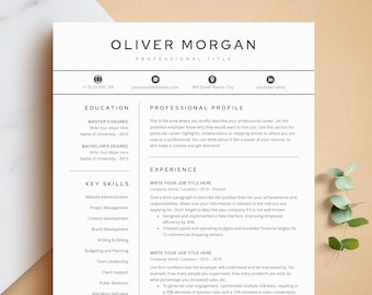 Resume Template for MS Word, Pages, Google Docs + Business Card | Professional Resume CV Template, Simple Resume Template, Classic Resume
