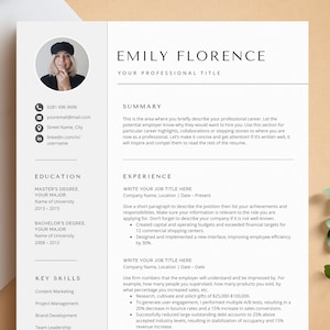Resume Template, CV Template | Modern Resume Template for Microsoft Word | Clean Resume Template, Word Resume, Two Columns Resume with photo