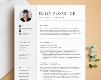 Modèle de CV, Modèle de CV | Modèle de CV moderne pour Microsoft Word | Modèle de CV épuré, CV Word, CV en deux colonnes avec photo
