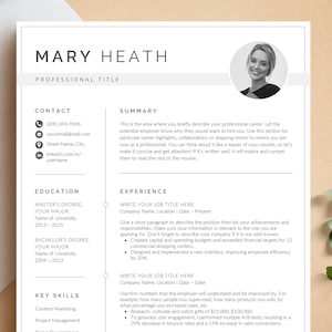 Modern Resume Template for Word & Pages, Headshot Resume Template, CV Template | 1, 2,3 Page Professional Resume Template with Photo