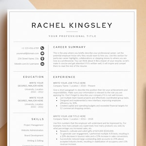 Professional Resume Template for Word, Pages & Google Docs | Modern Resume Template, Simple CV Template, Resume Design, Business Card