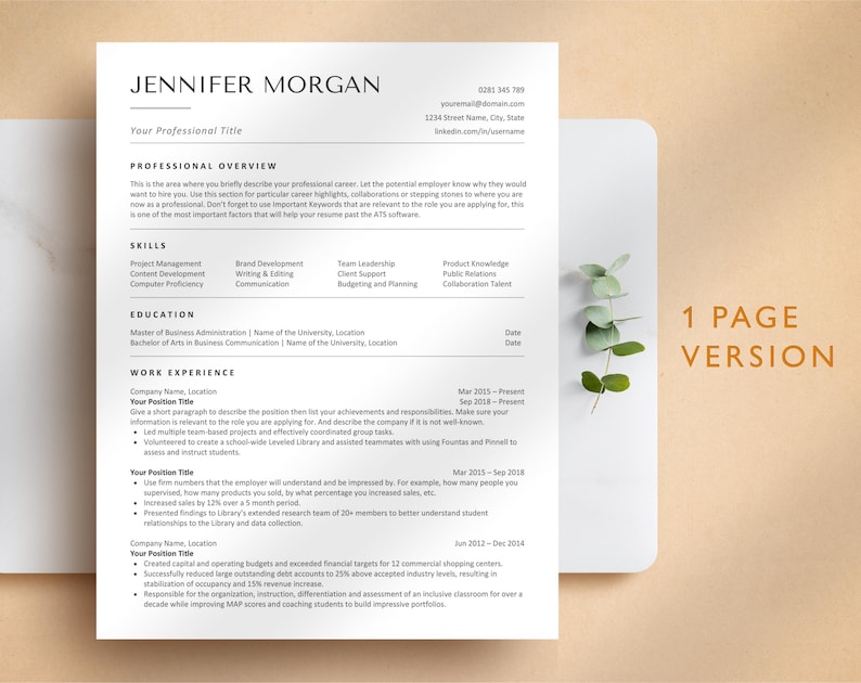 ATS Resume Template for Google Docs, Word, Pages, ATS Friendly Resume, ATS Compatible Resume Template, 2026 Resume Template image 2