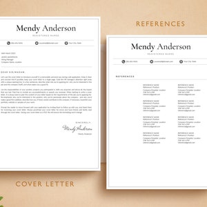 May include: A black and white resume template with a cover letter. The resume includes the name "Mendy Anderson" and the title "Registered Nurse". The cover letter includes the text "Dear Sir/Madam" and "Sincerely, Mendy Anderson".