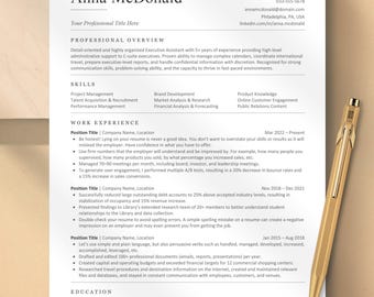 Modello di curriculum ATS compatibile con Word, Pages, Google Docs / Moderno, pulito, facile da modificare, download immediato / Modello di curriculum ATS professionale