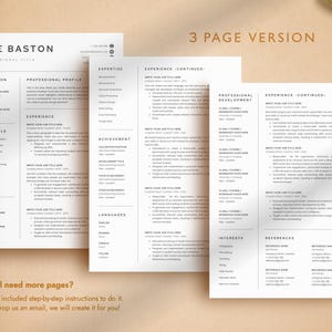 Professional Resume Template for Word, Pages, Google Docs + Business Card | Simple Resume CV Template, Basic Resume Pack, Standard Resume image 4
