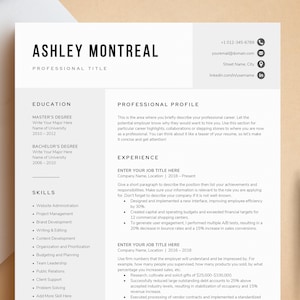 Modelo de currículo moderno | Modelo de currículo profissional para Word, Pages, Google Docs + cartão de visita | Modelo de currículo, carta de apresentação, referências