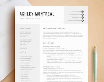May include: A resume template with a professional profile, education, skills, and experience sections. The template is designed to help job seekers create a visually appealing and informative resume.