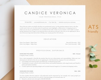 ATS-vriendelijke CV-sjabloon voor Word, Page, Google Docs + visitekaartje | ATS geoptimaliseerd CV | Ats CV-sjabloon, minimalistisch CV