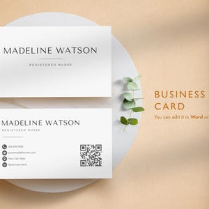 Plantilla de currículum y carta de presentación para enfermería para Google Docs, Word, Pages + tarjeta de presentación, currículum médico, currículum para médicos, currículum de enfermera registrada, CV de enfermera imagen 8