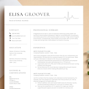 New Grad Nurse Resume Template, Registered Nurse Resume for Word and Pages, Medical Resume Template, Nurse CV, RN Resume, Nurse Practitioner