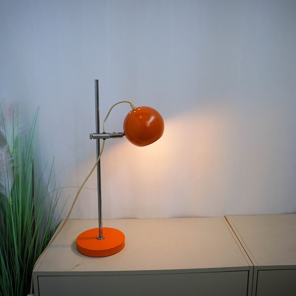 Vintage Gepo Amsterdam, Orange Desk Lamp, Task Lamp, Table Lamp, Bed Side Lamp, Mid Century Modern, Space Age, Made in Holland, 1960s/70