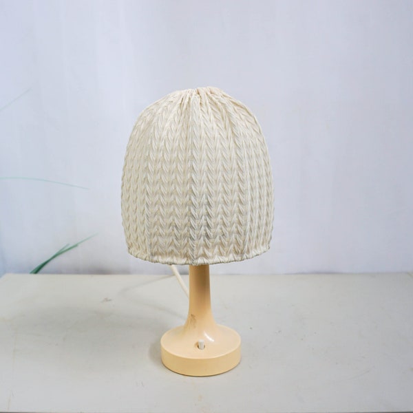 1970s Mid Century Bed Side Table Lamp, desk lamp, plastic base, white vintage shade