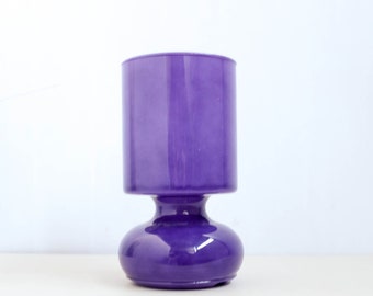 1 of 3 Ikea Lykta, Purple Mushroom Style Table Lamp, Table lamp, purple white glass Shade, 1990s
