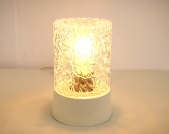 Vintage Clear glass ceiling lamp, Mid Century Flush Mount ceiling, Pressed Glass Ceiling Light Fixture
