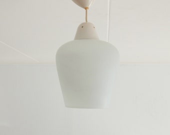 1960s Philips the Netherlands, Space age Design Vintage Pendant Lamp, frosted Milk Glass, pastel creme bakelite top , Dutch Design