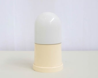 Vintage Mushroom Lamp, made in Holland, Desk Light, Table lamp, white glass Shade, cream white plastic, Dutch design, mid century 1970s