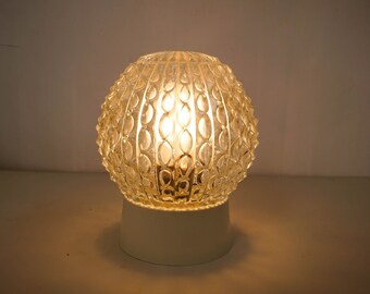 Vintage Clear glass ceiling lamp, Mid Century Flush Mount ceiling, Pressed Glass Ceiling Light Fixture