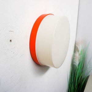 1970s, Ceiling Lamp, plastic, RZB, Germany, White, Orange, pop art lamp