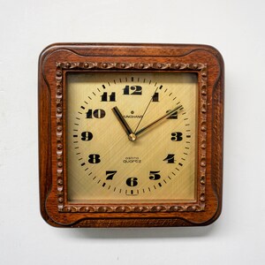 1970s Junghans, Vintage german Wooden clock with a timer by Quartz in plastic, made in Germany,