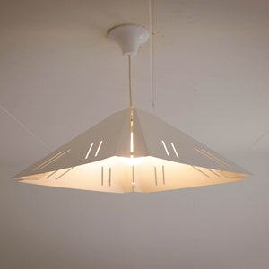 1980s Dijkstra lamps Retro Vintage pendant Lamp, the Netherlands, minimalist pendant Light, dutch design, white aluminum pendant